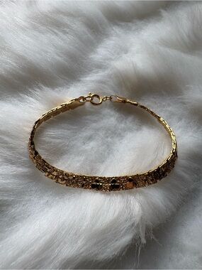 Free with bundle over $15 Gold Textured Link Bracelet Love